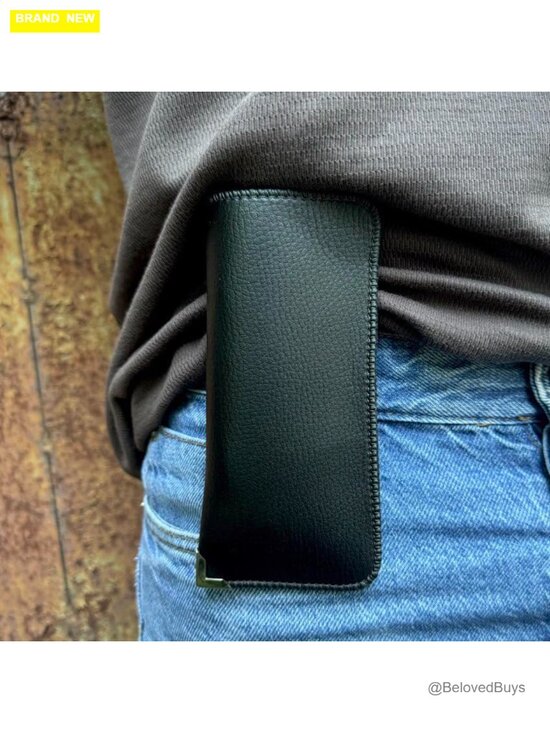 PU Leather Eyeglass Case with Metal Belt Clip & Card Pocket, Felt Lining